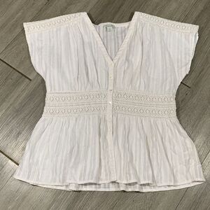 Sundance White Pleated Smocked Blouse W/ Cami